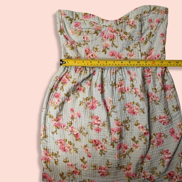 3/$15 Y2K Modcloth Strapless Floral Cotton Minidress Bubble Skirt Size S… - Picture 5 of 6